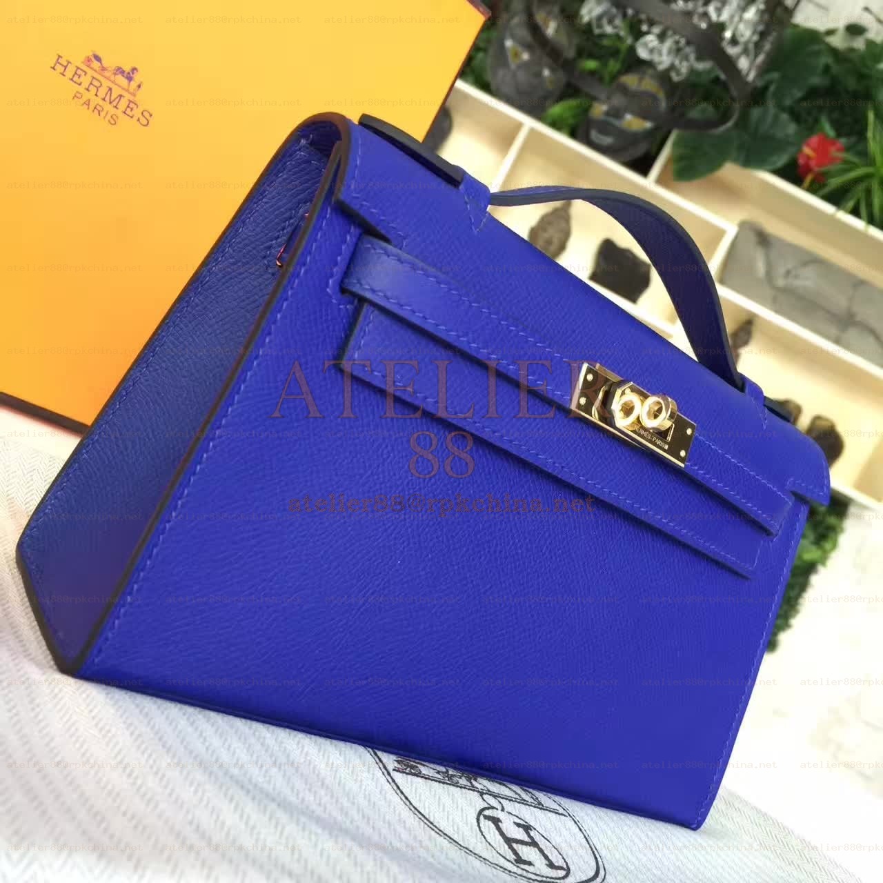 Cobalt Blue Kelly Pochette Smooth Leather Gold Hardware Bag