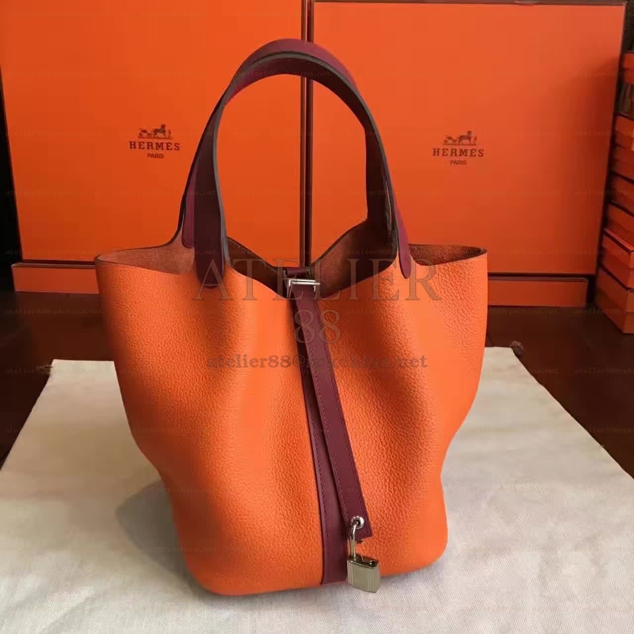 Orange Brown Picotin Lock 22 Bag