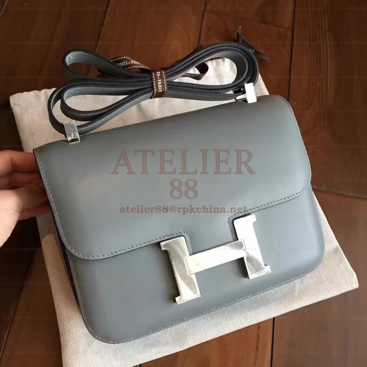 Gray Constance Mini 18 Smooth Leather Palladium Hardware Bag