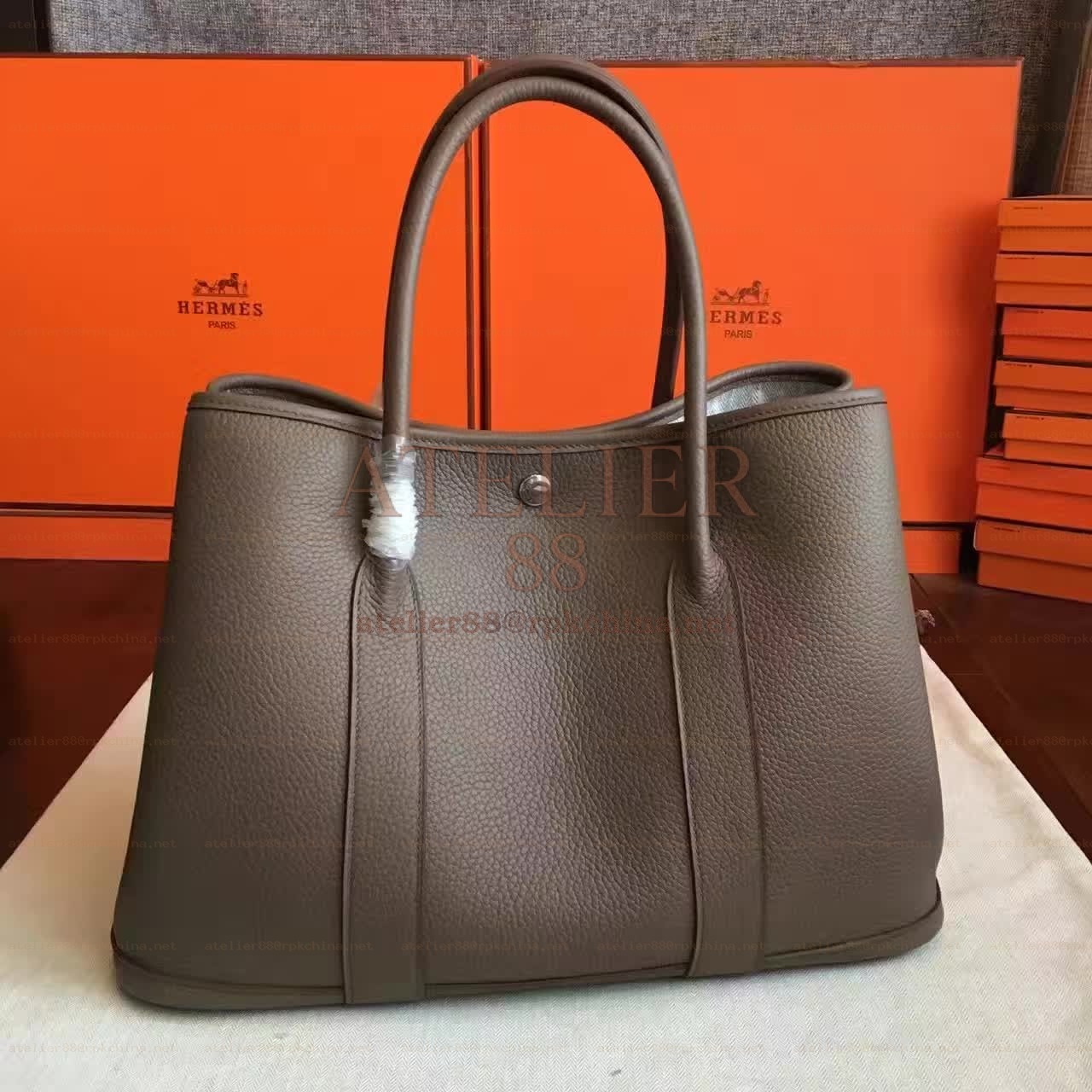 Taupe Garden Party 30 Textured Leather Bag