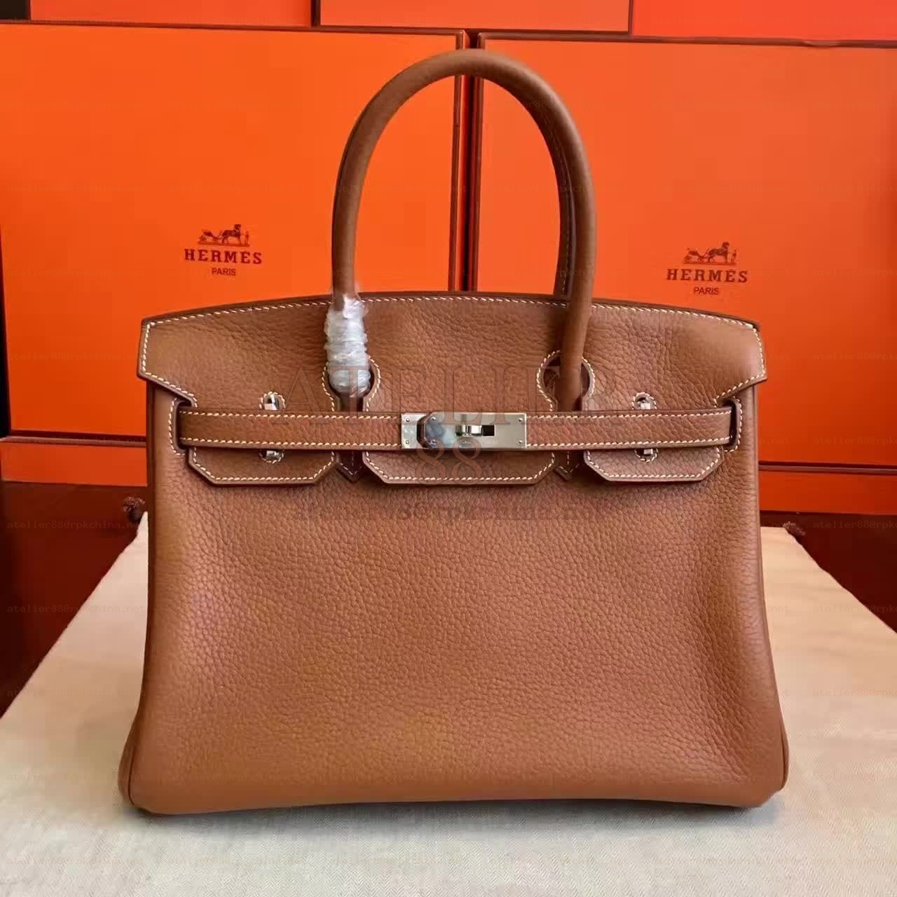 Tan Birkin 30 Smooth Leather Palladium Hardware Bag