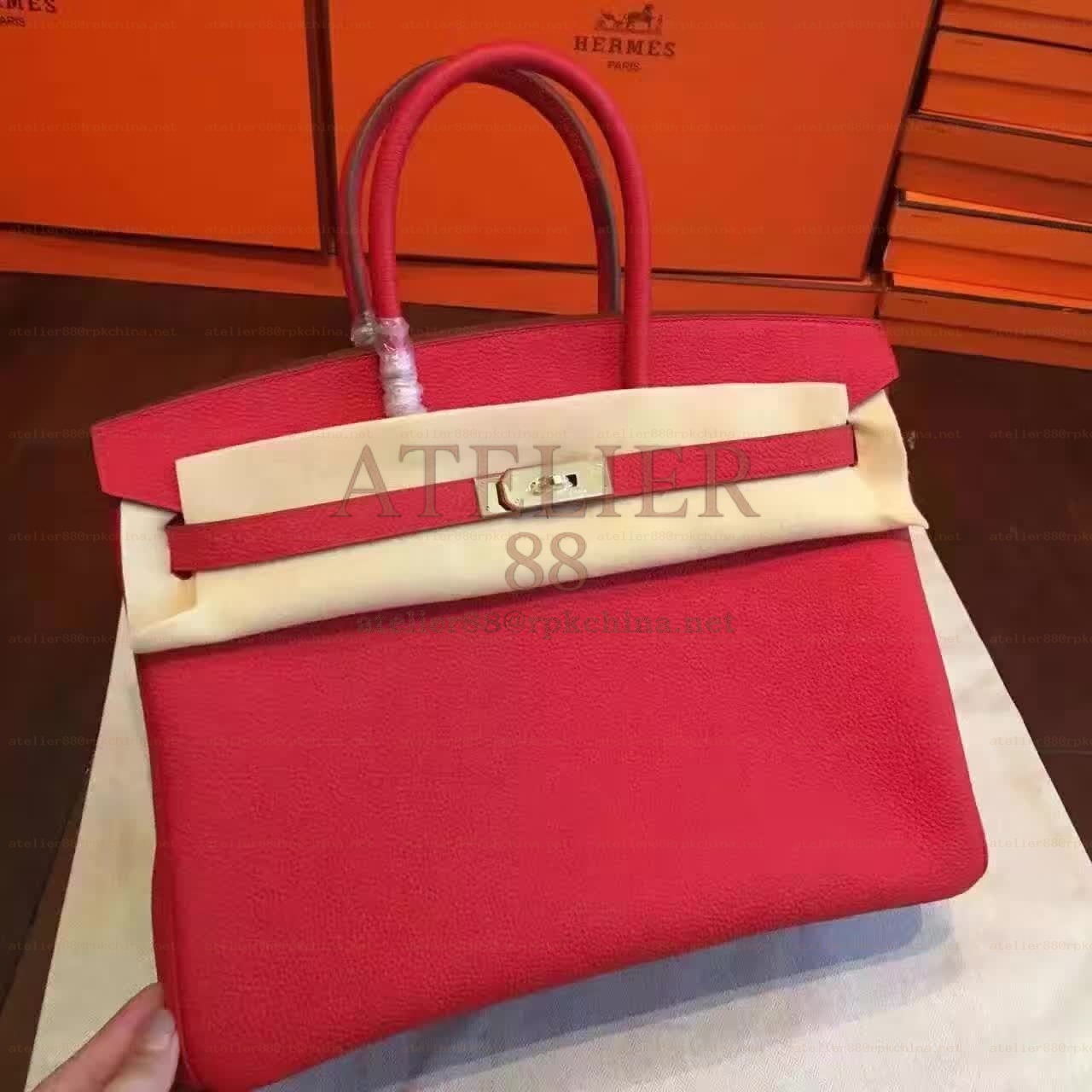 Red Beige Birkin 35 Gold Hardware Bag