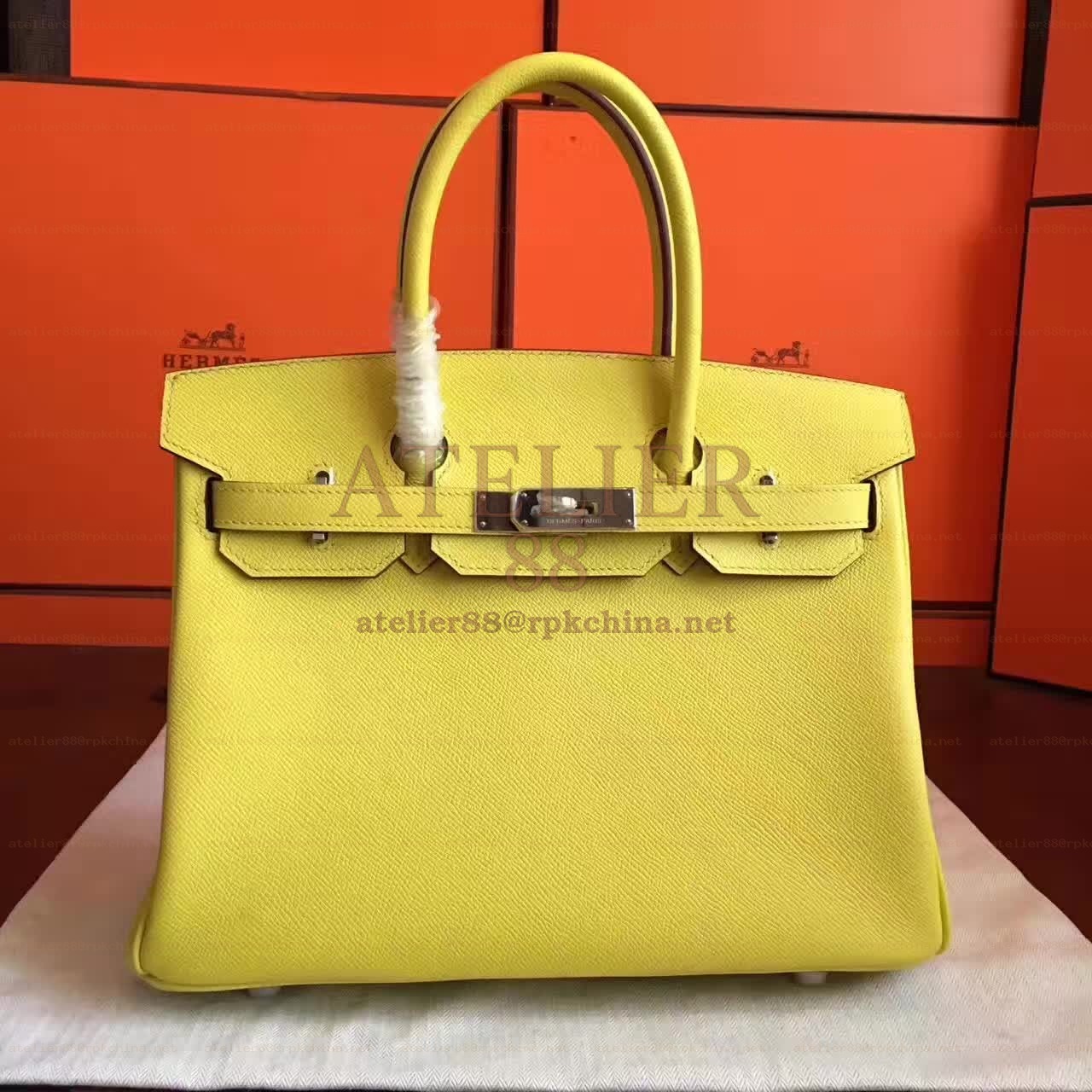 Yellow Birkin 30 Palladium Hardware Bag