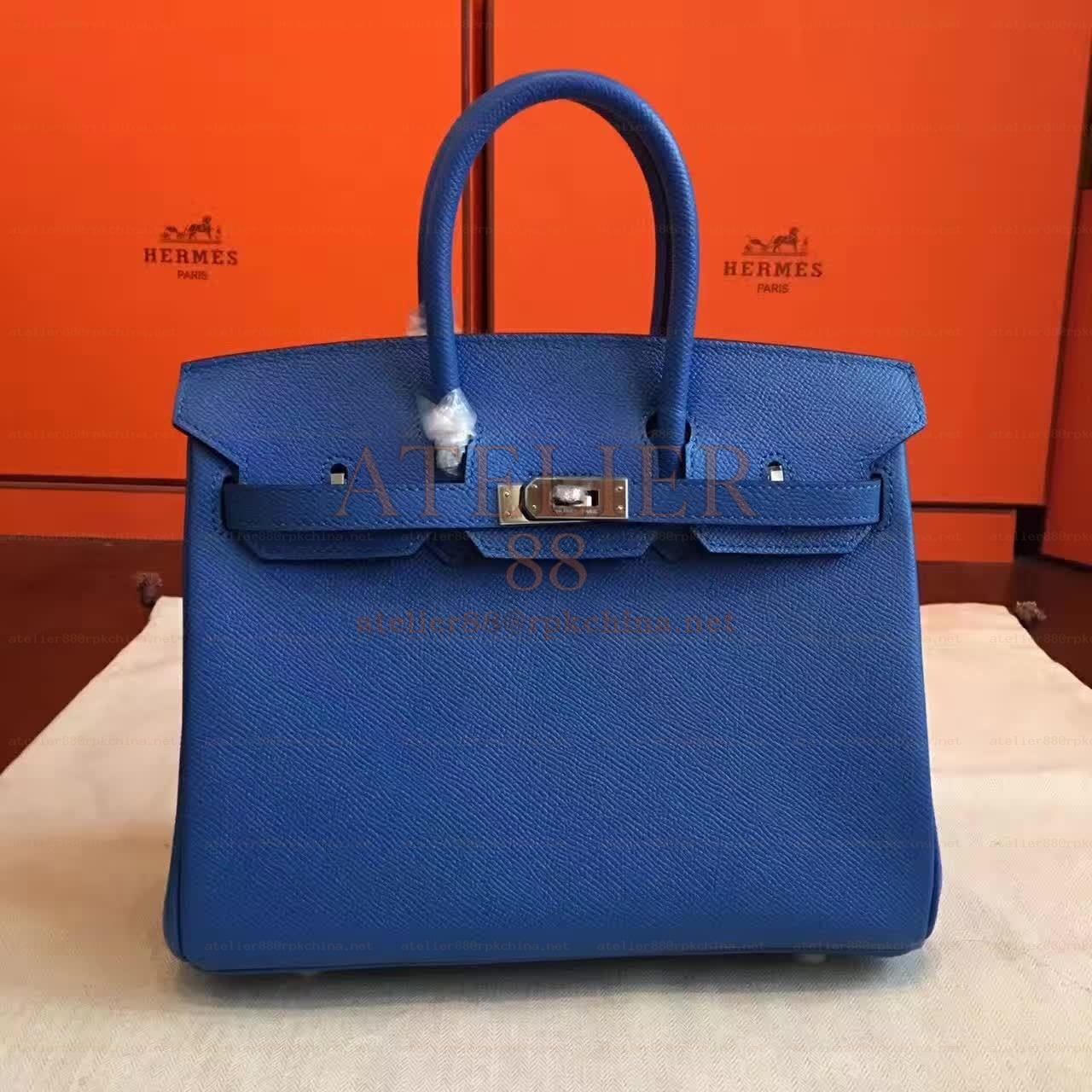 Blue Birkin 30 Palladium Hardware Bag