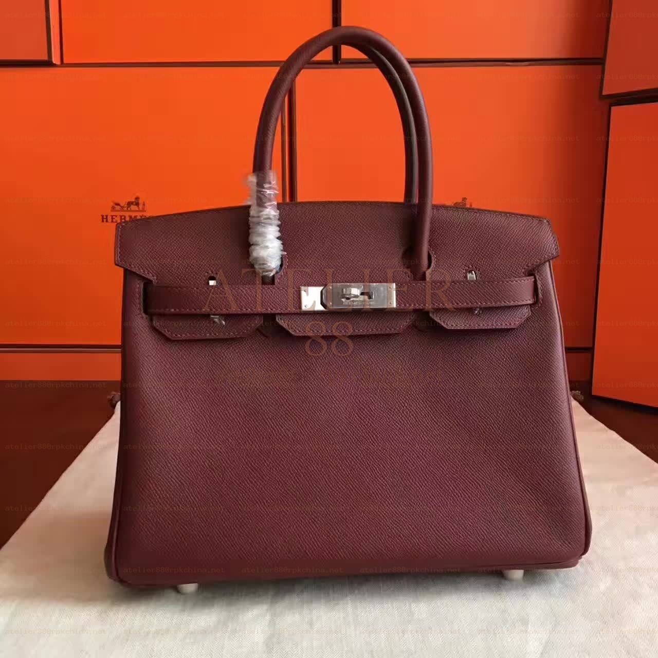 Burgundy Birkin 30 Palladium Hardware Bag