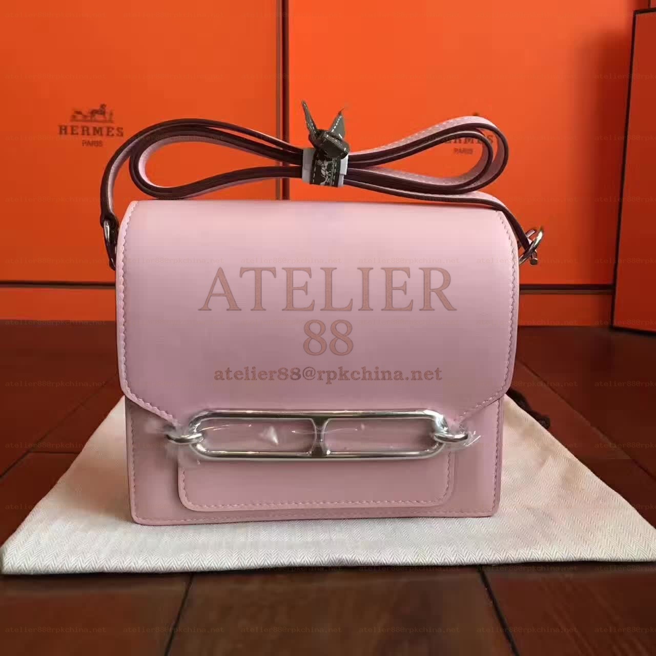 Light Pink Roulis 18 Bag Palladium Chain