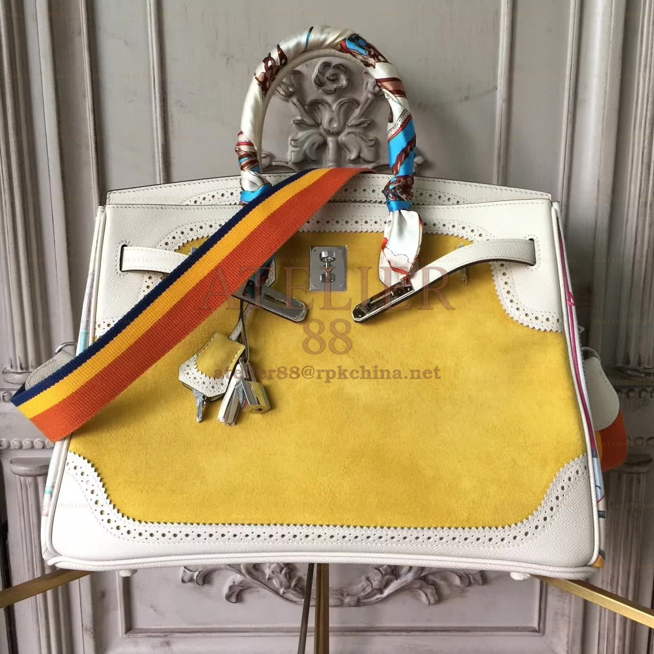White Yellow Birkin 35 Bag