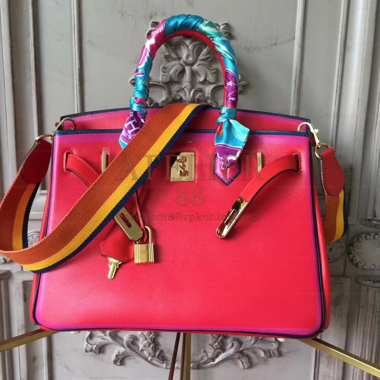 Red Multicolor Birkin 30 Bag