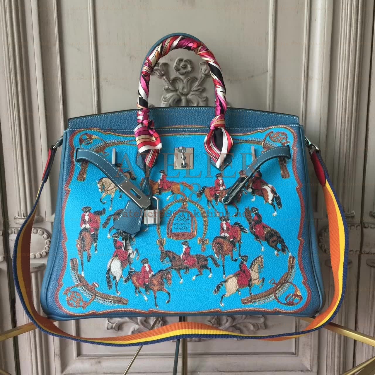 Blue Print Birkin 35 Bag