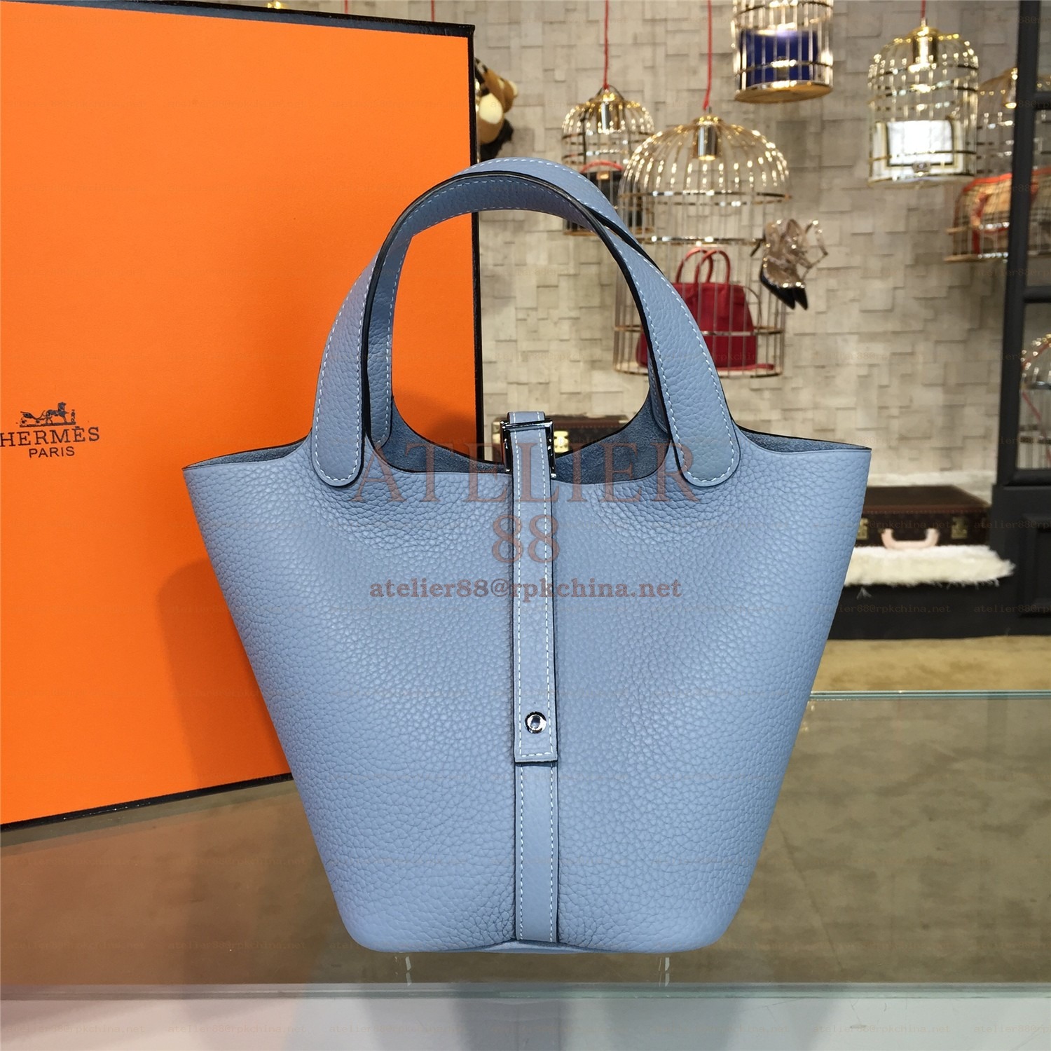 Light Blue Picotin Lock 13 Bag