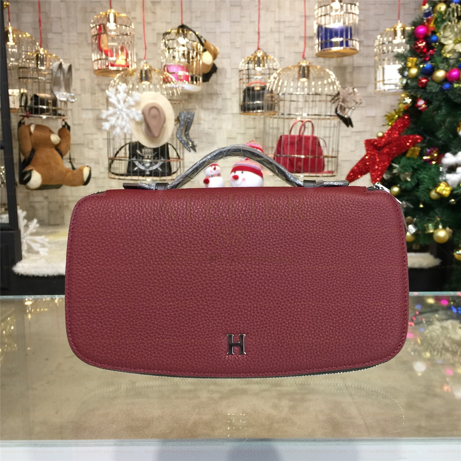 Burgundy H Leather Wallet
